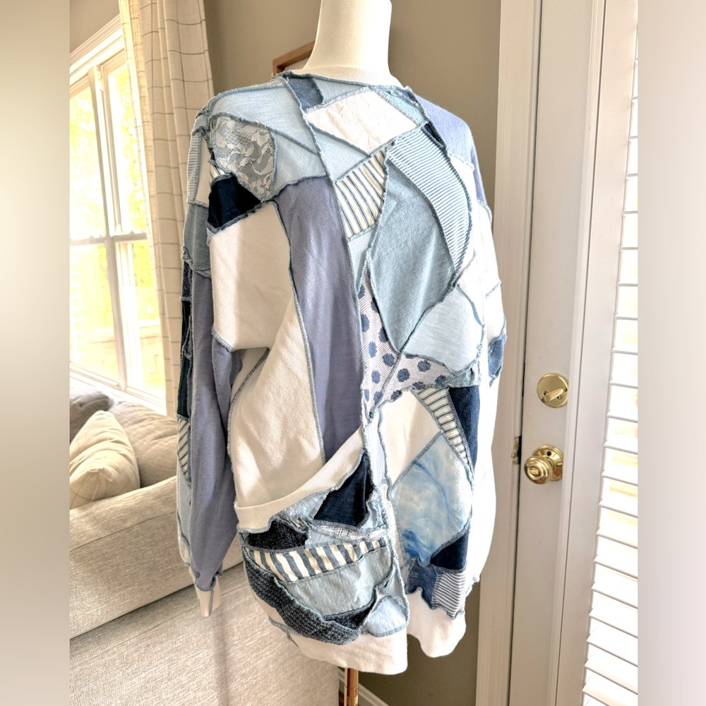 VINTAGE 1990s Gauzeling Clever Clothes Patchwork Pocket Pullover Size: L